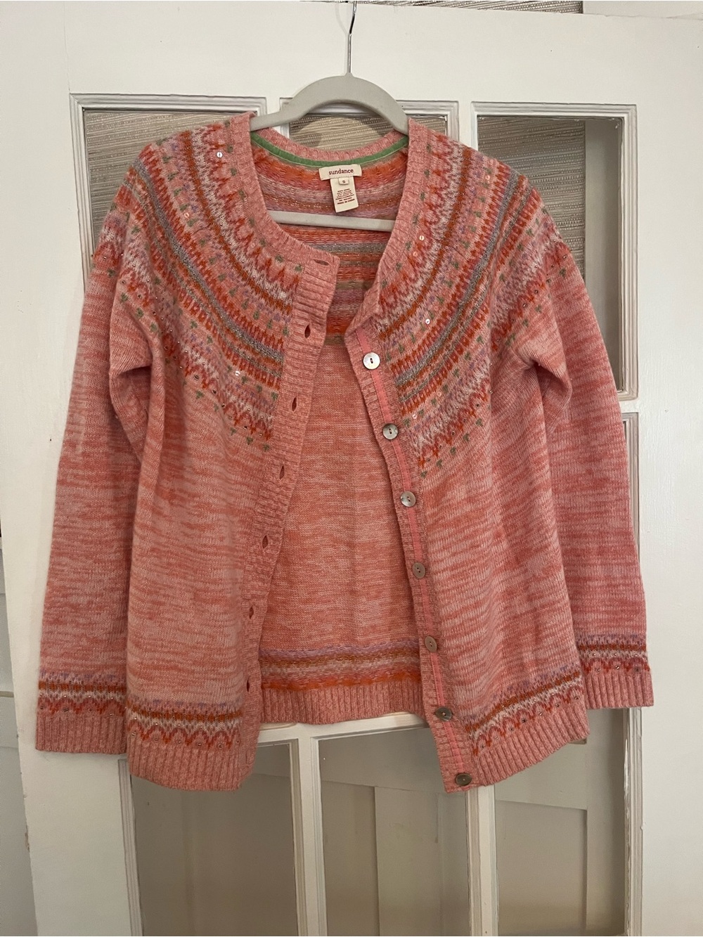 Sundance Pink Multicolor Fair Isle Cardigan
